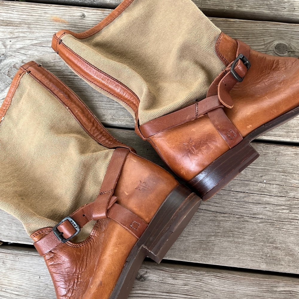 FRYE Canvas and Leather Boots - Picture 2 of 3
